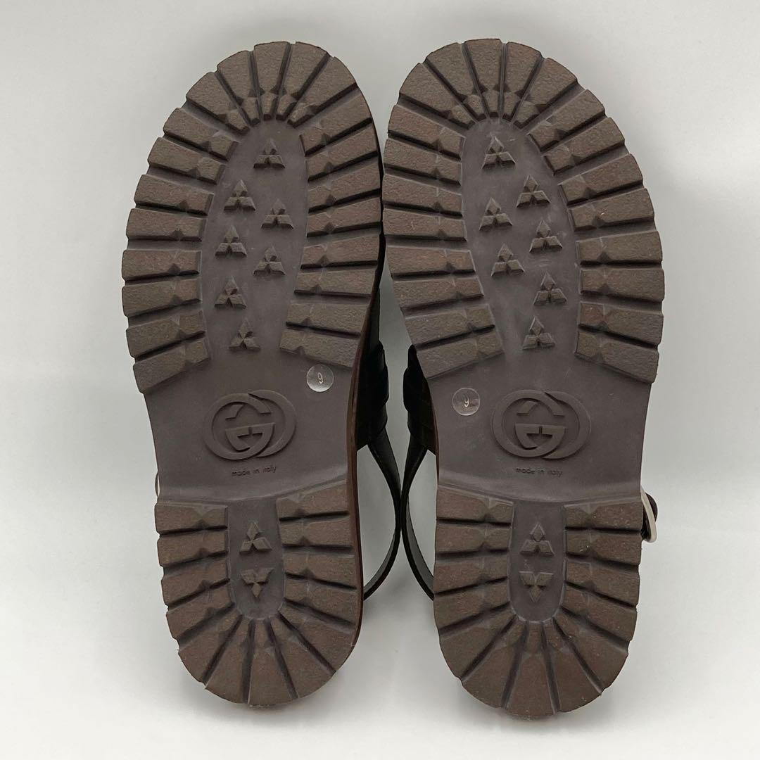 Sony Croket✨GUCCI サンダル シューズ 茶 メタルロゴ 9