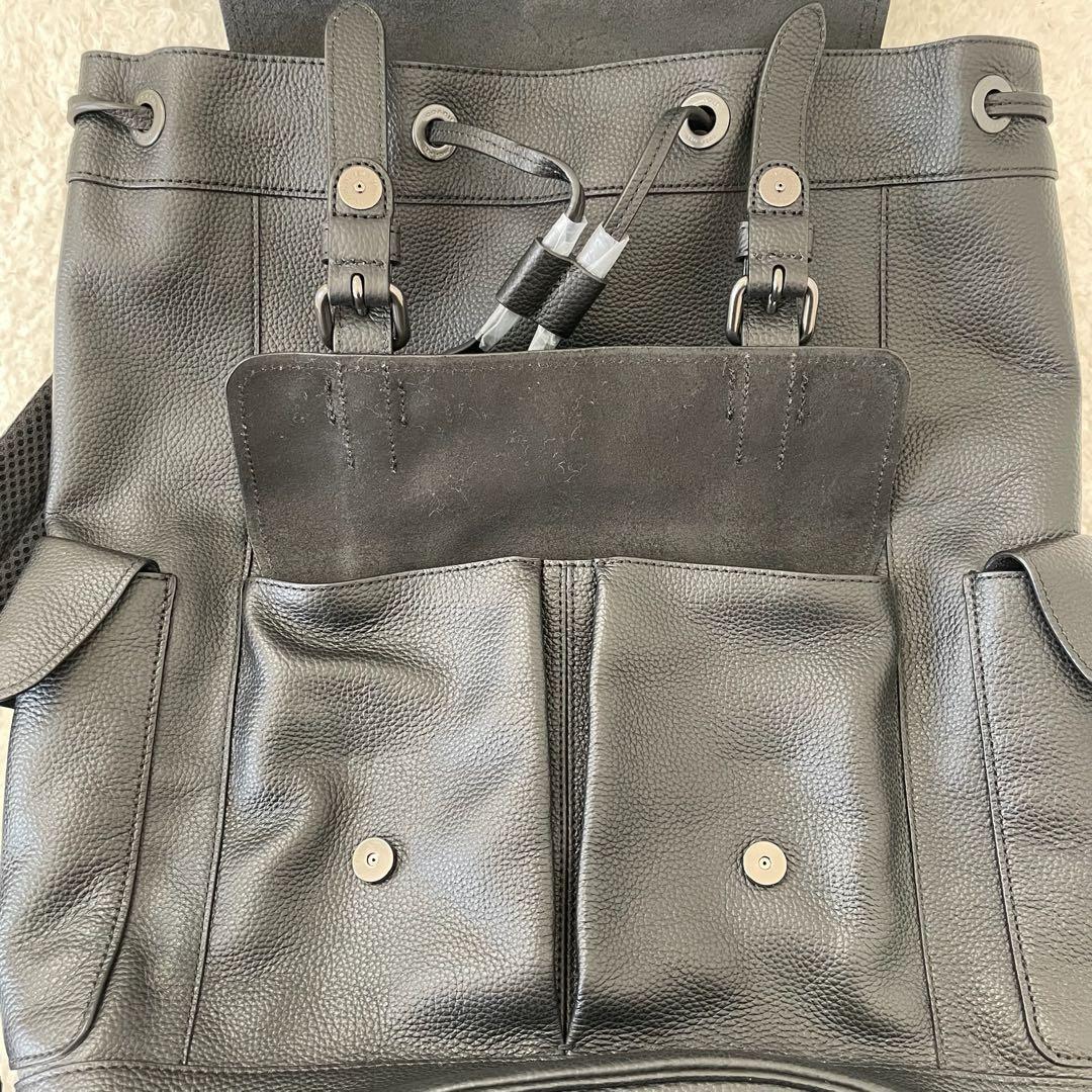 tomo【未使用】COACH リュック オールレザー 黒 ビジネスリュック