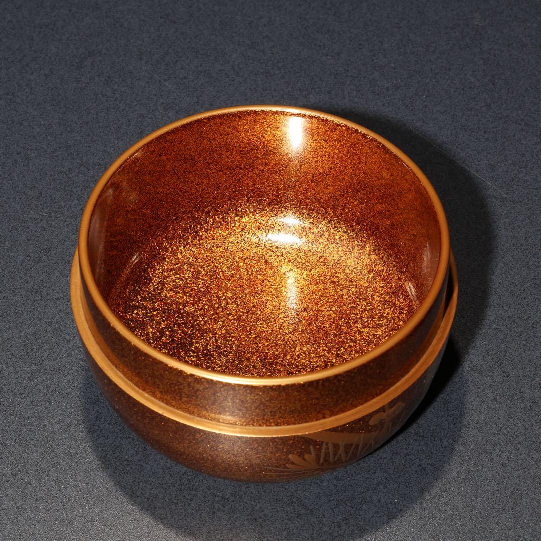 平棗　金蒔絵松梅　裏千家 鵬雲斎花押　桐箱入り　R1689