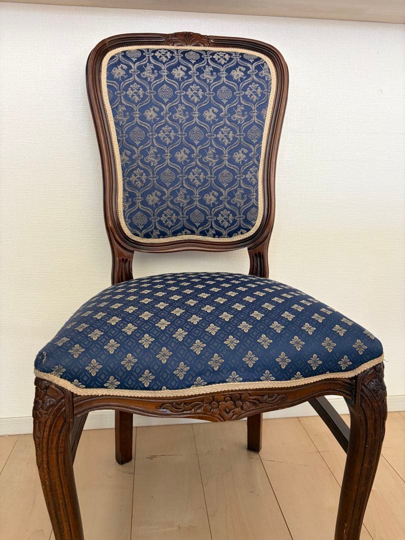 【関東限定】イタリア　5点セット 楕円形 象嵌 木製 ダイニングセット 猫脚