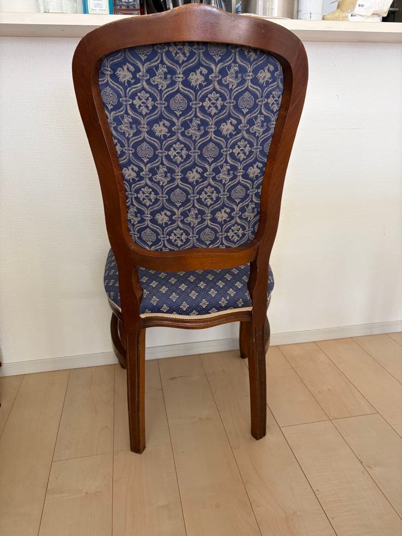 【関東限定】イタリア　5点セット 楕円形 象嵌 木製 ダイニングセット 猫脚