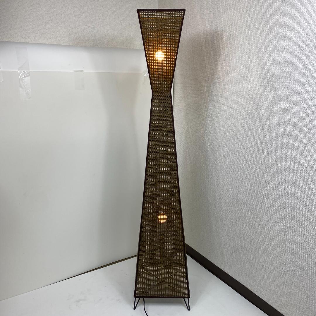 ★フロアスタンドライト 長澤ライティング ウィッカータワー 2灯式 ブラウン