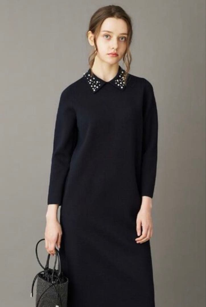 ドレステリア ビジューカラーニットワンピース ネイビー 38