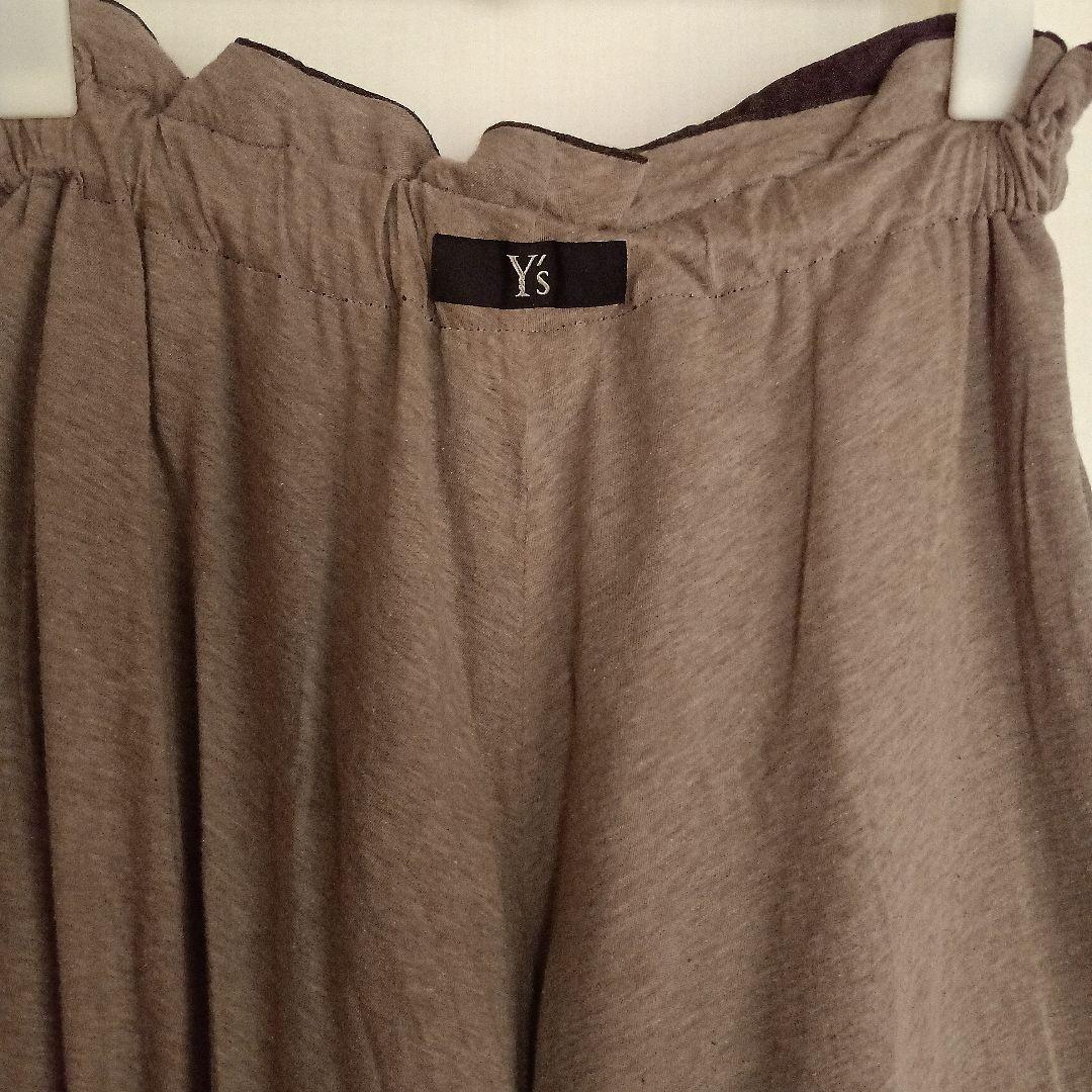Y's(ワイズ)リネンガウチョパンツ　ダークブラウン(裏地付き)