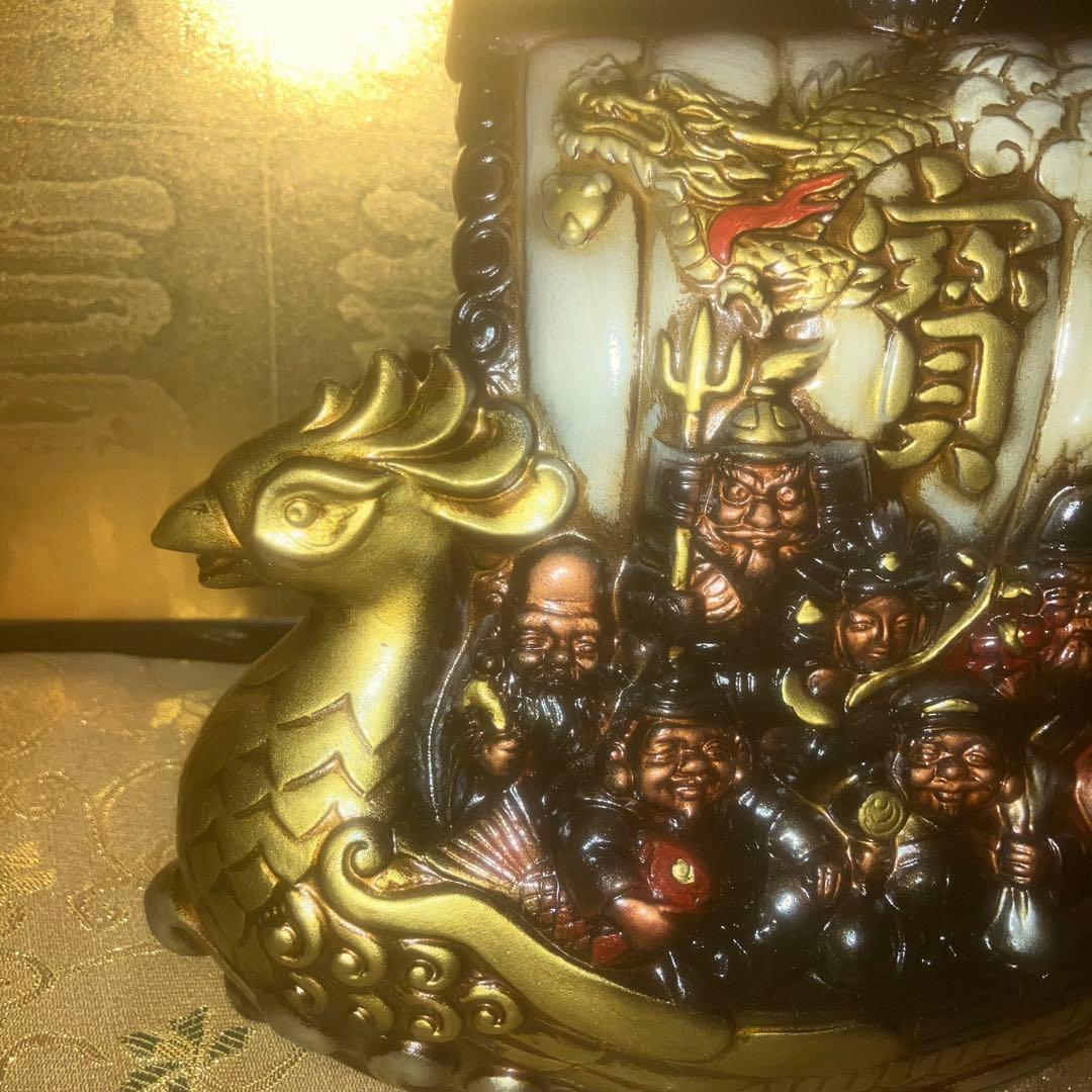 【超特級呪物】陰陽の調和　運気の流れを整える七福神を乗せた鳳凰の宝船　縁起物