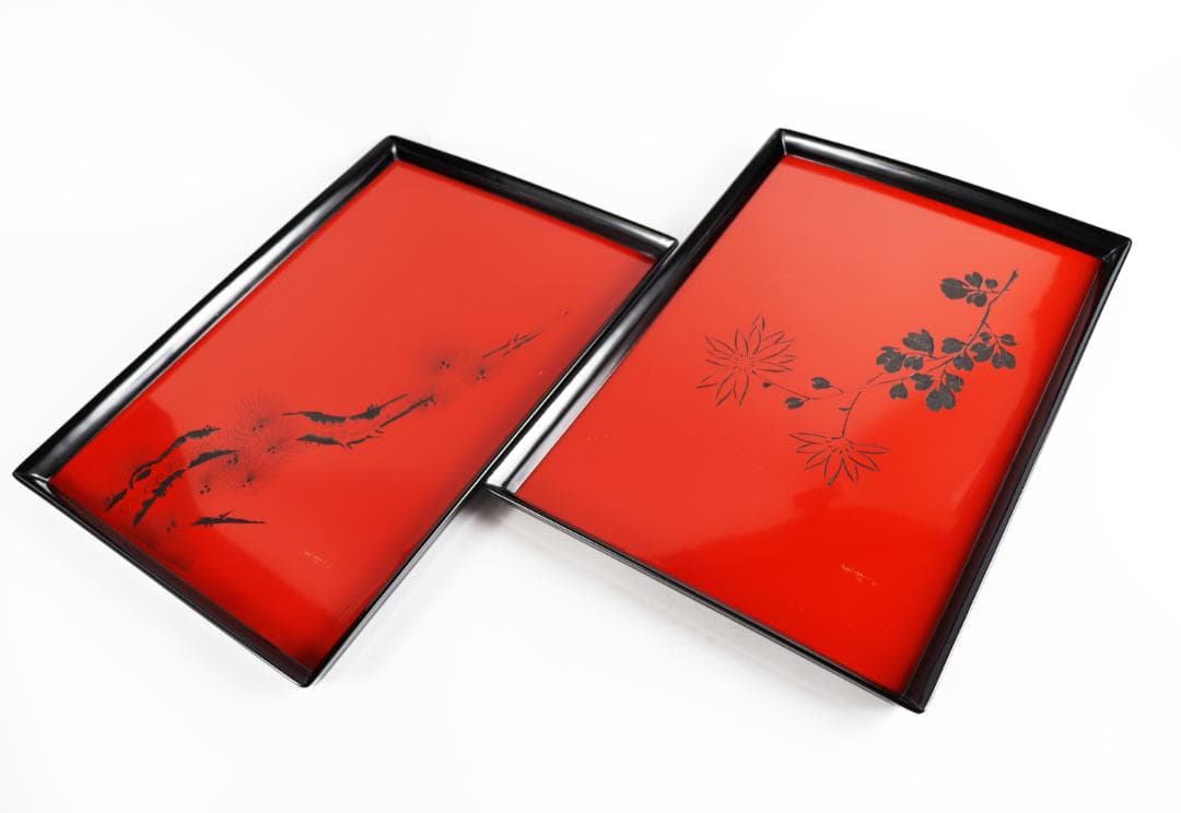 茶道具 輪島塗 古今菁峰 図替わり 盆 卓上膳 彫銘有