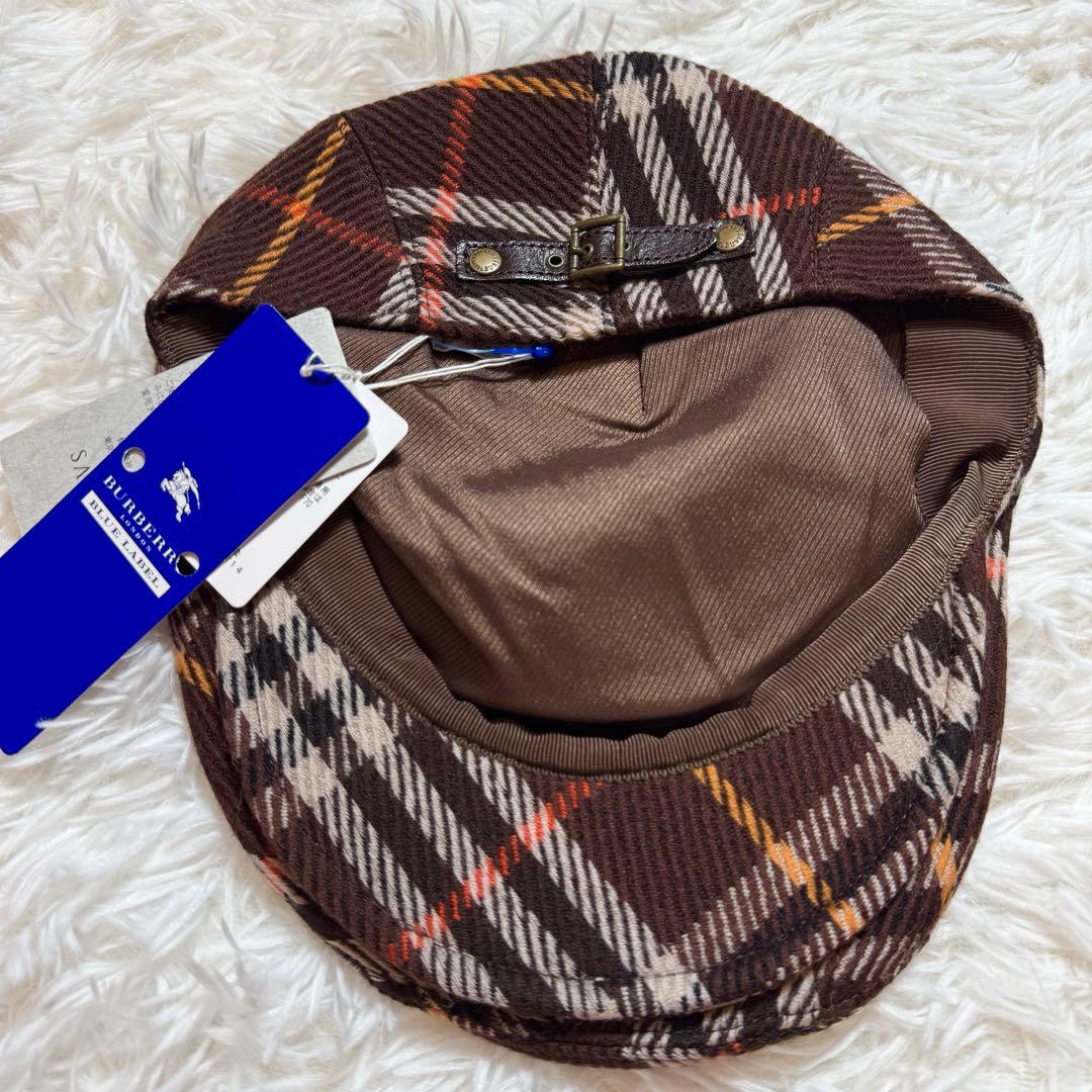 未使用タグ付き バーバリーブルーレーベル ノバチェック柄 ハンチング ベレー帽