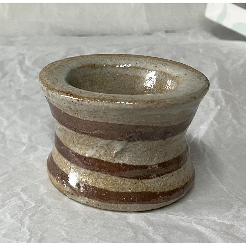 w164 花ノ木窯 古山子 小山冨士夫 作 鉄絵 横縞紋 蓋置 木箱入り 茶道具