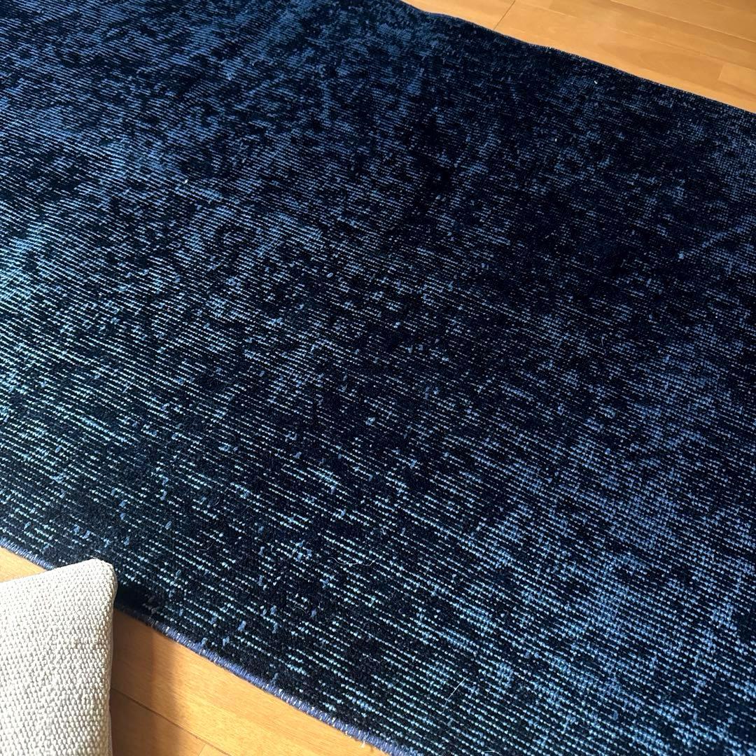 84×171 貴重藍色オーバーダイ　人気ワンカラー　トルコヴィンテージラグ