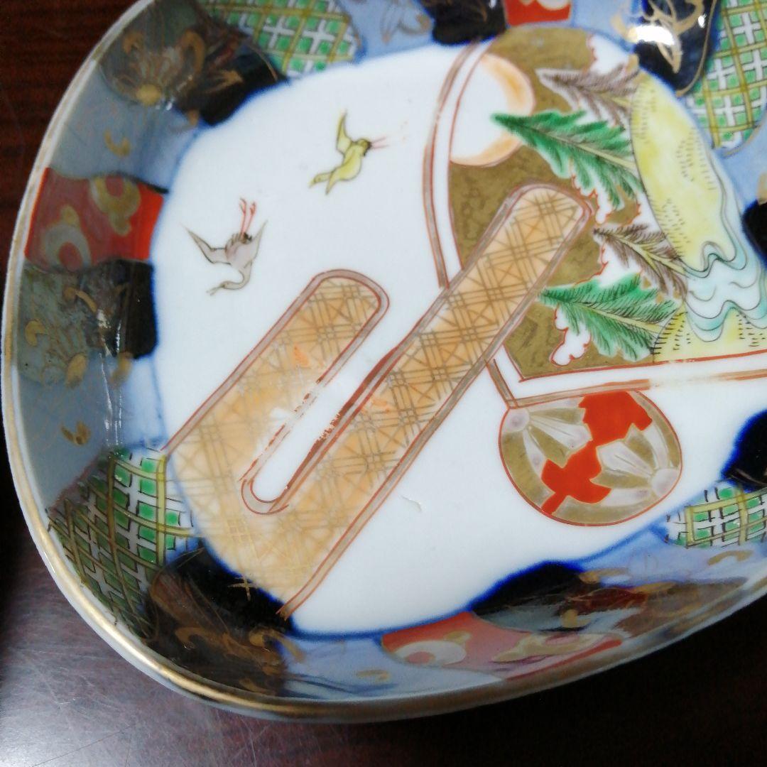 伊万里　金彩錦菱形皿　5枚　16.8cm　明治〜大正期