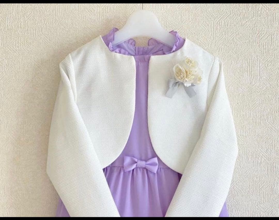 白×パープル＊130サイズ 入学式 卒園式 女の子 フォーマル