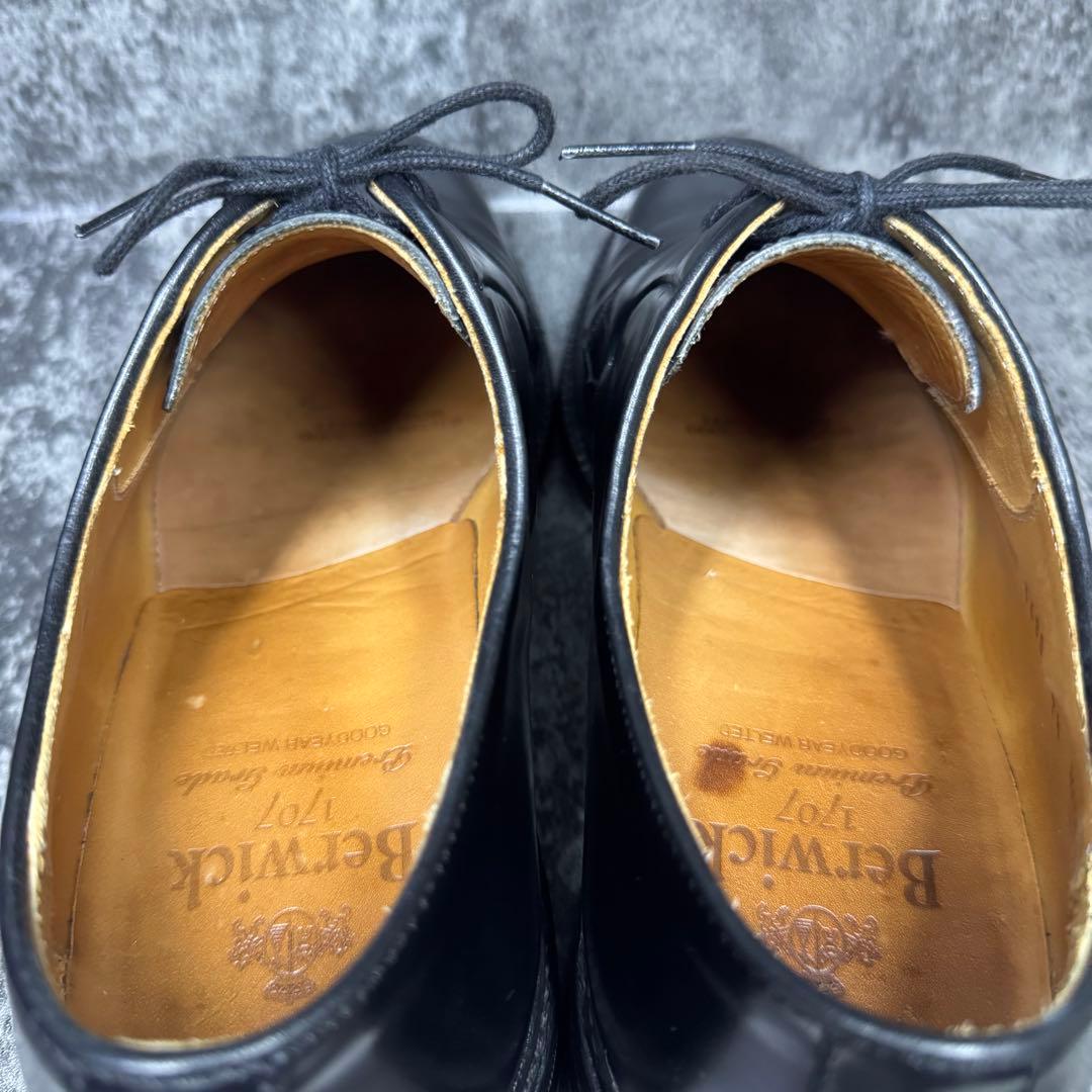 【美品】バーウィック プレーントゥ 3680 ブラック レザー UK7.5