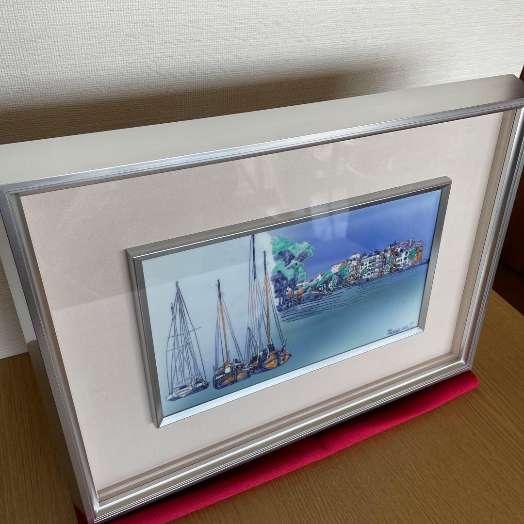 有田焼　聡窯　辻 毅彦　陶額　「河口眺望－アムステルダム－」