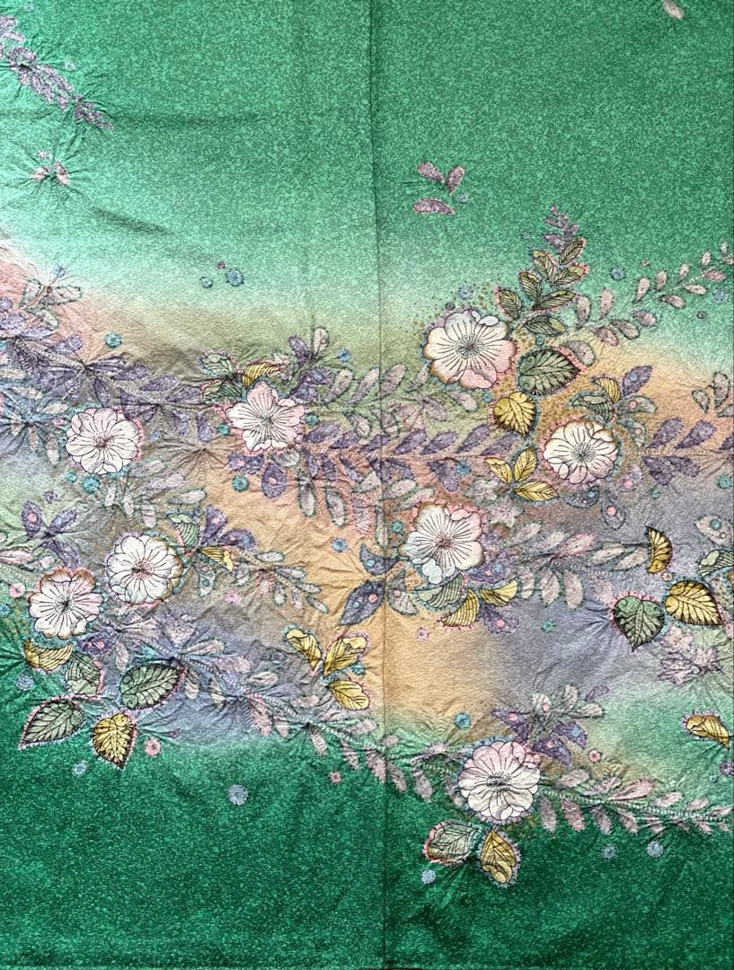 袷　訪問着　辻ヶ花/叩染　正絹　身丈163