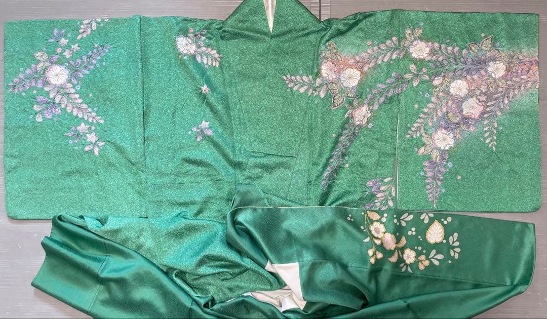 袷　訪問着　辻ヶ花/叩染　正絹　身丈163