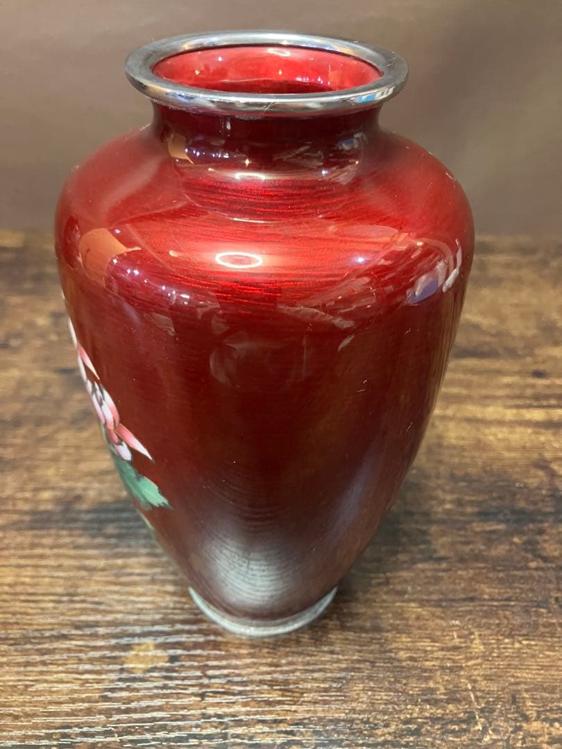 七宝焼 花瓶 菊柄 大小2個セット