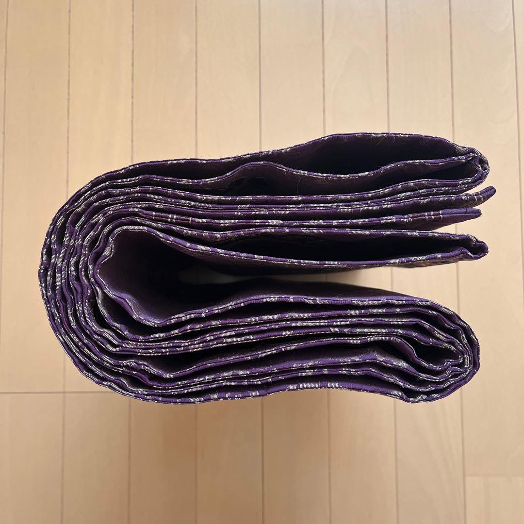 ＊しおり＊丸帯 アンティーク 正絹 龍と鳳凰 ブラウンゴールド紫緑 難あり