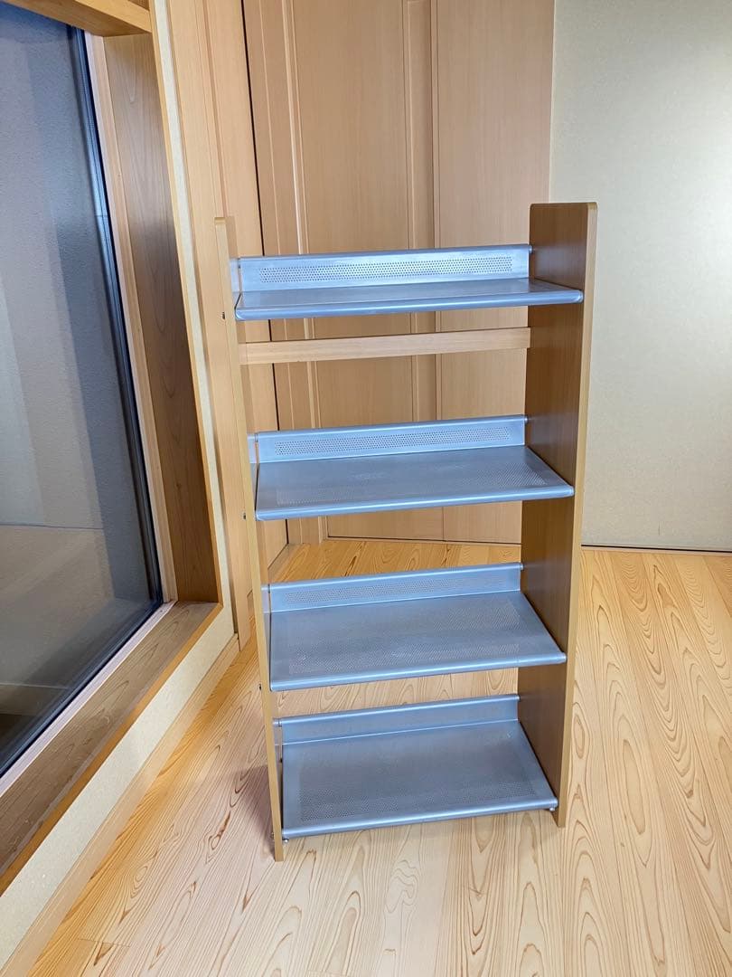 パンチングシェルフ　ウッド　スチール　棚　ビンテージ　デザイン　プランターラック