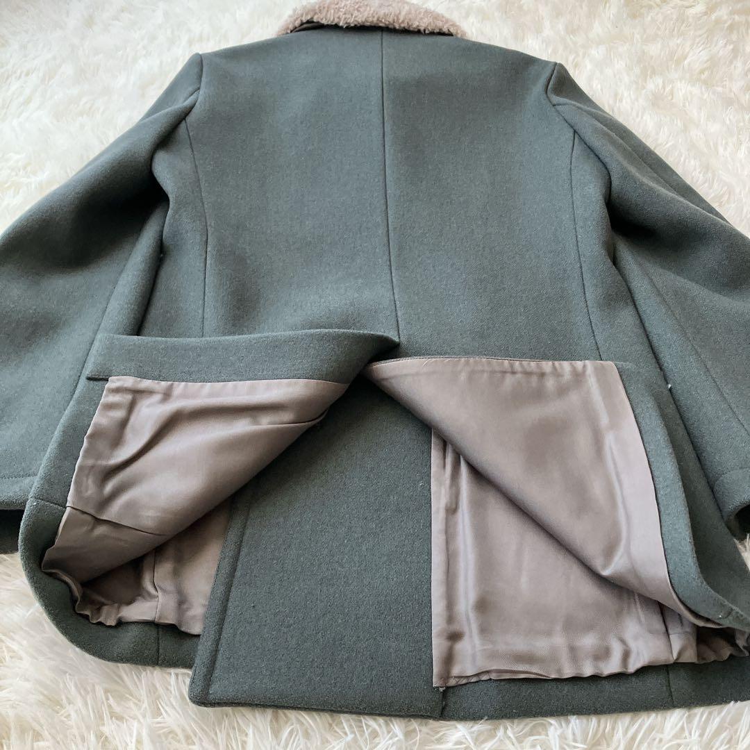 【美品】マーカウェア Pコート ボア襟 ミリタリー ダブルブレスト ウール M