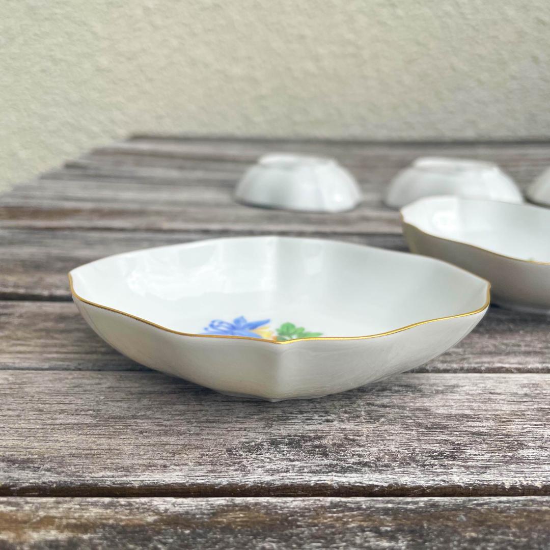 マイセン 手描き　菱形　小皿　一つの花　６個セット