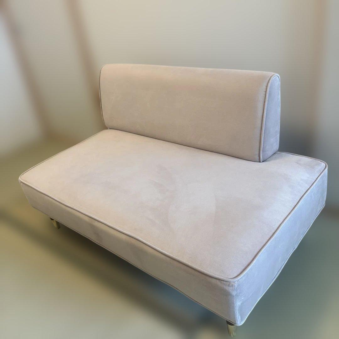 LOWYA ロウヤ ソファ　2人掛け　ベルベット調　ベージュ