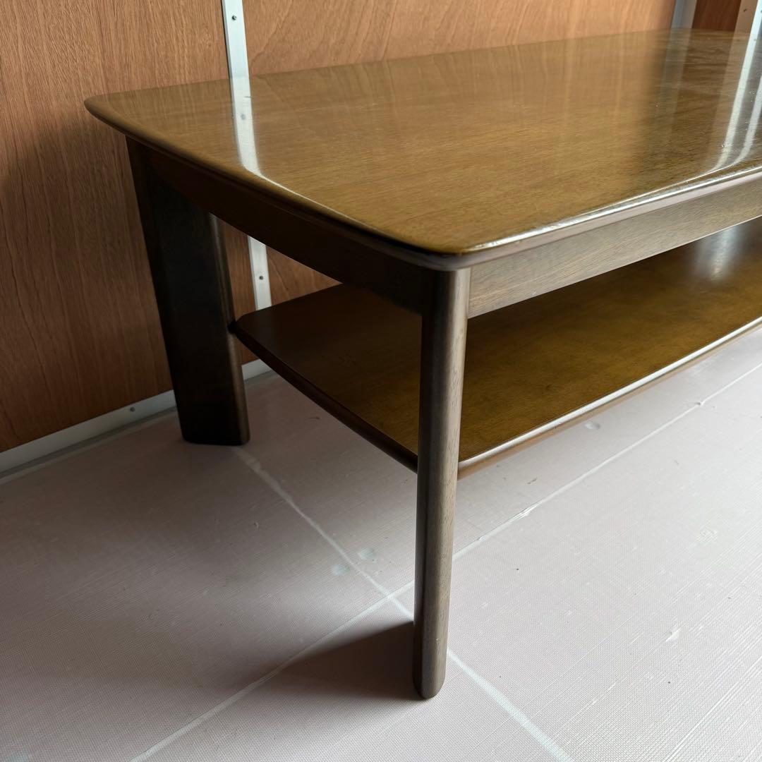 【美品】カリモク ローテーブル TT3500NW 天板綺麗 木製棚付き