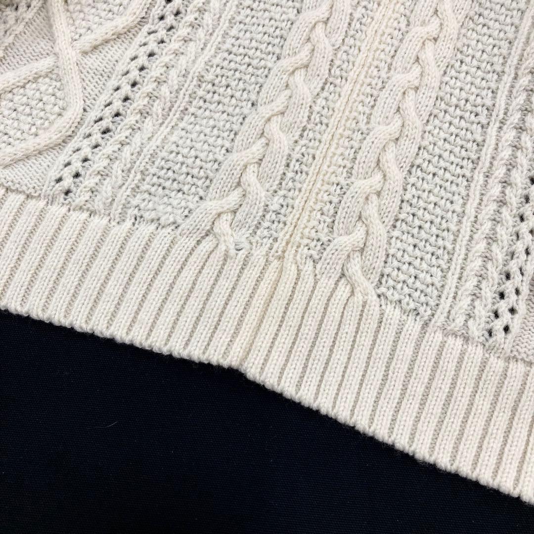 Y's ワイズ 美品 ローゲージ アランニット ポンチョ アイボリー2