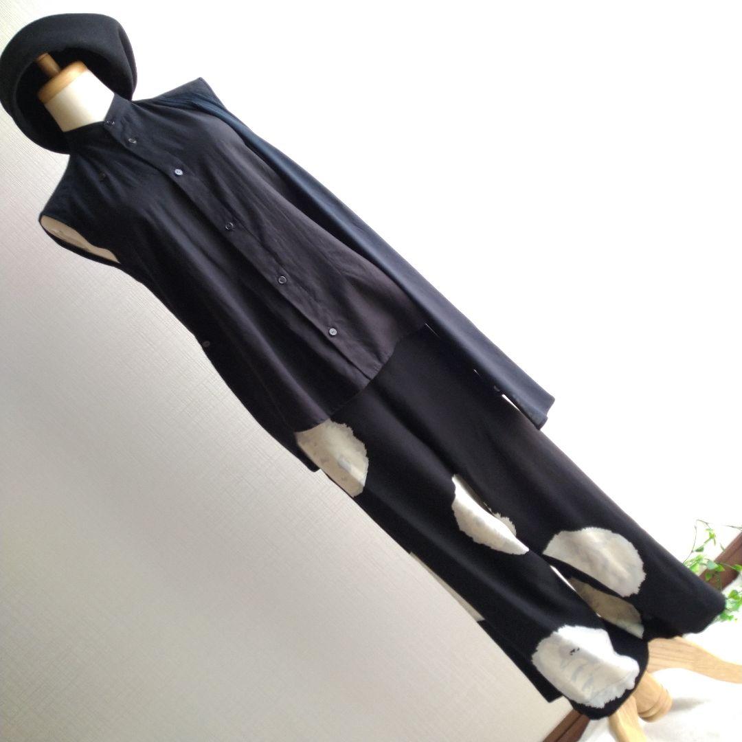 ヨウジヤマモト ドット柄 サルエルパンツ 黒白水玉模様 2