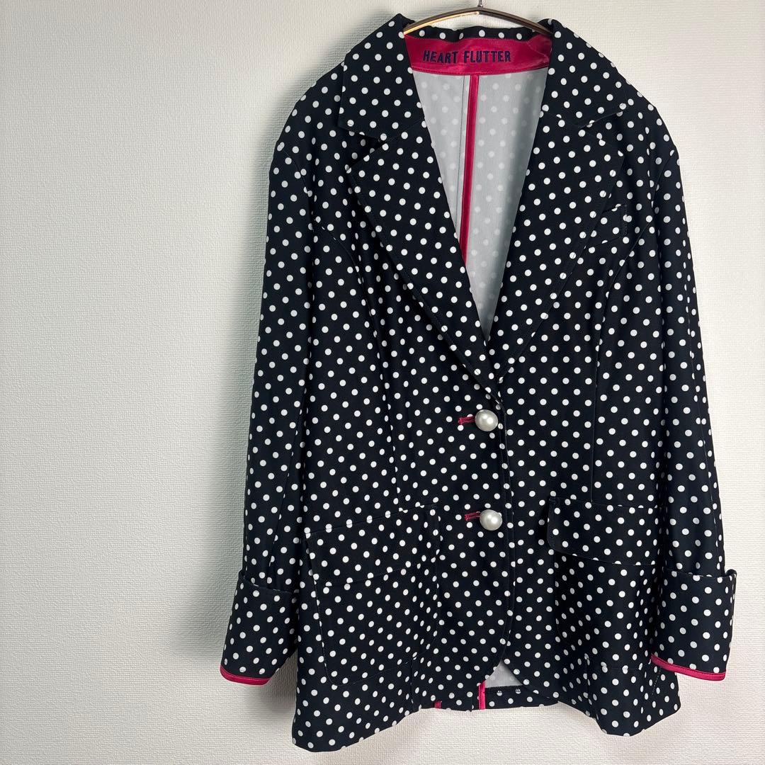 美品 レジィーナロマンティコ ドット柄 テーラードジャケット パールボタン 38