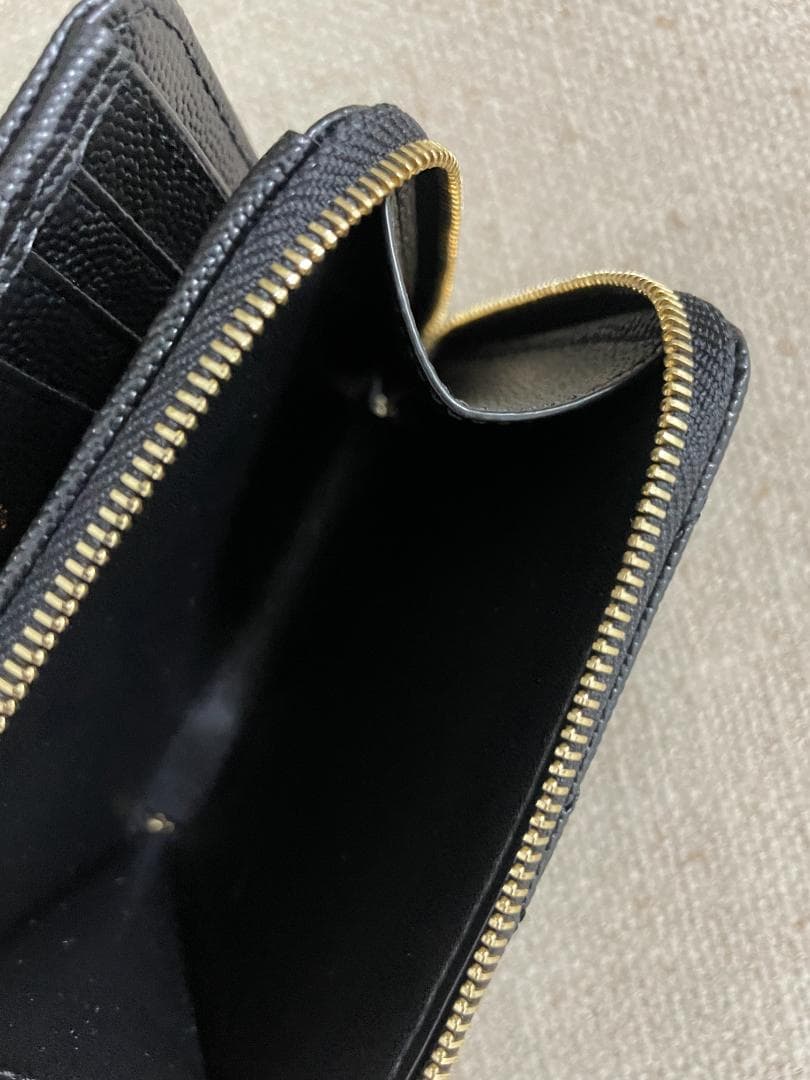 ブラック/綺麗 サンローラン 折り財布Saint Laurent ゴールド ロゴ