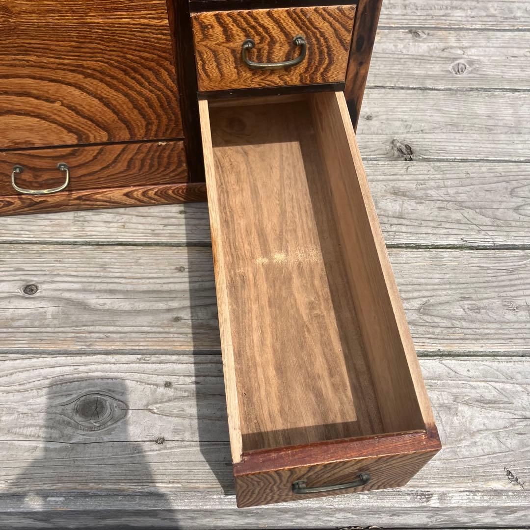 昭和レトロ 木製 長火鉢 五徳付き 5杯 引き出し収納付き 火鉢 囲炉裏 古家具