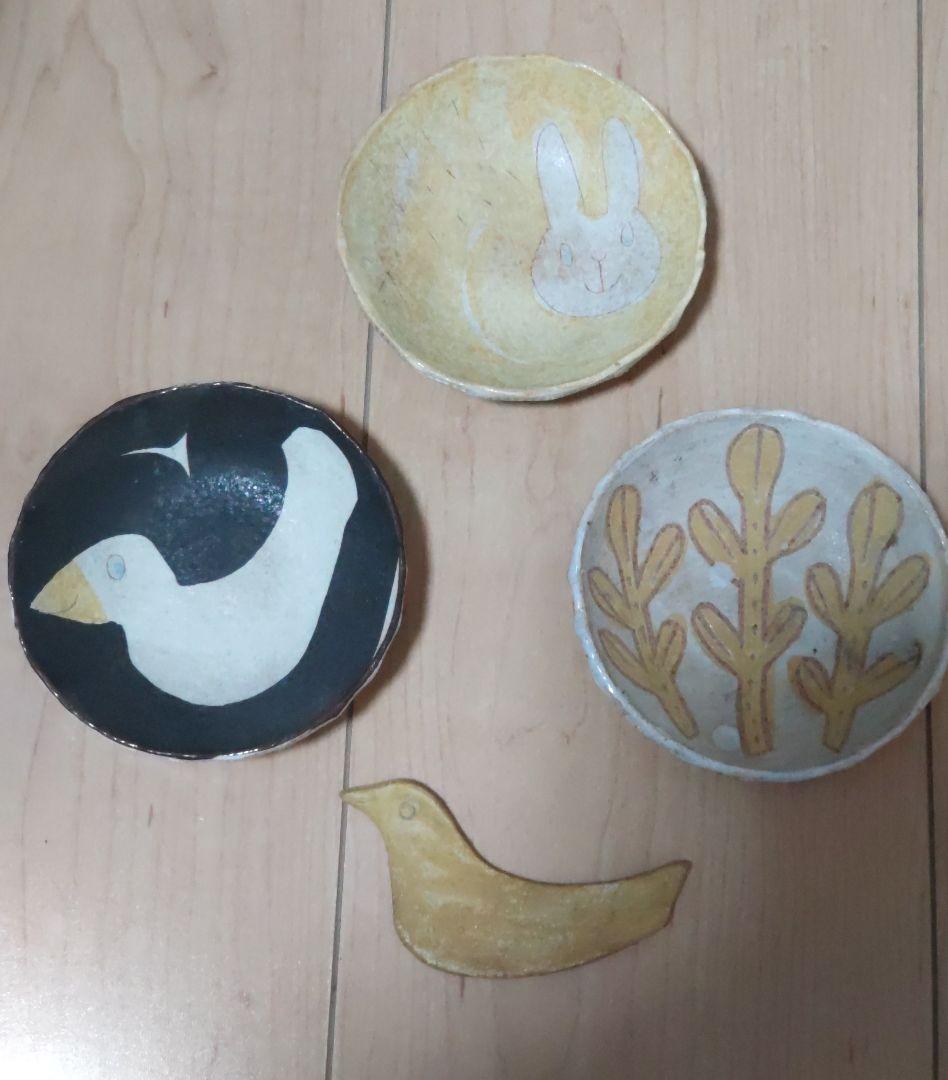 鹿児島睦　小皿　ハンドワーク　３枚セット　おまけつき