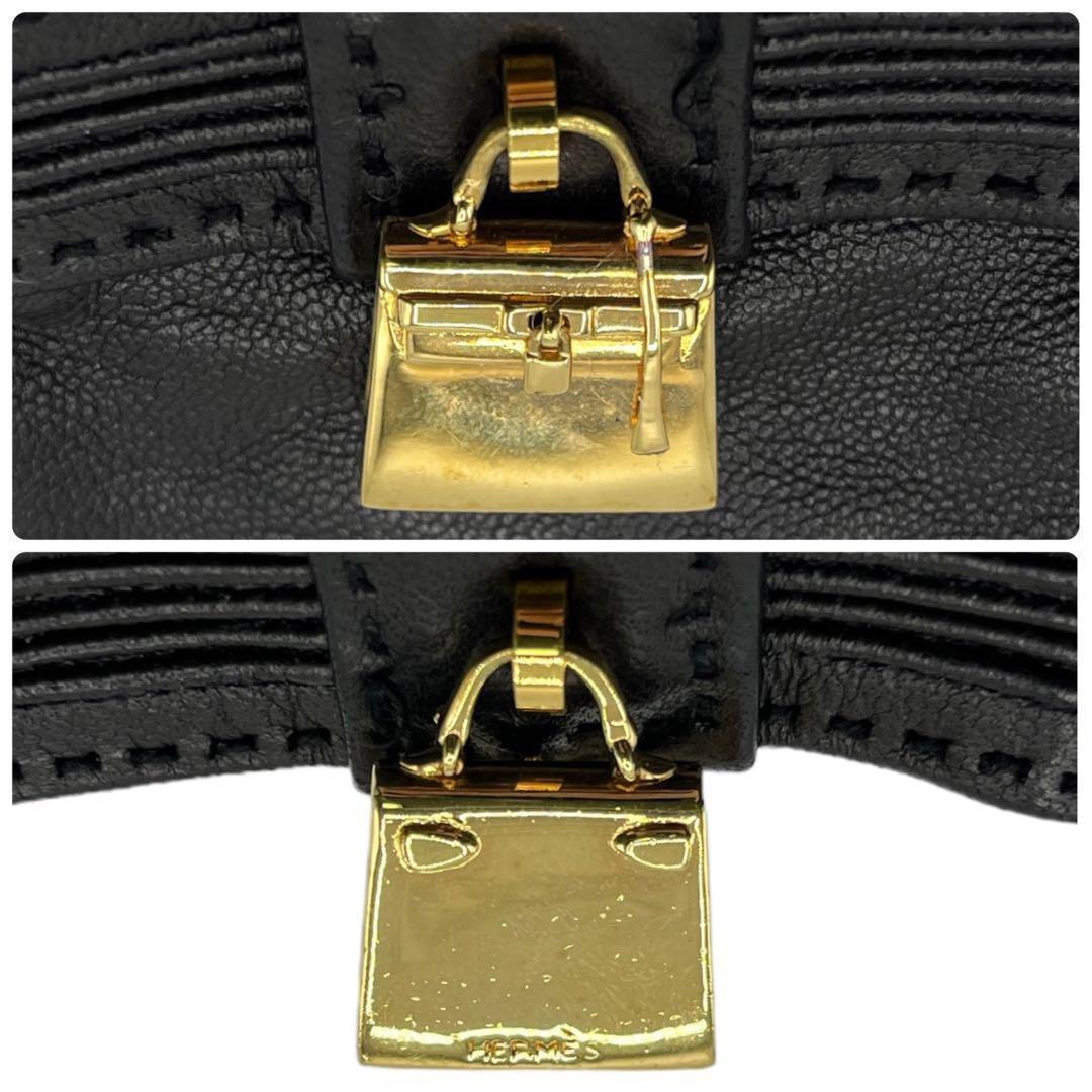 美品 エルメス ラムスキン コンスタンス ケリー 6 グローブ 黒 レディース