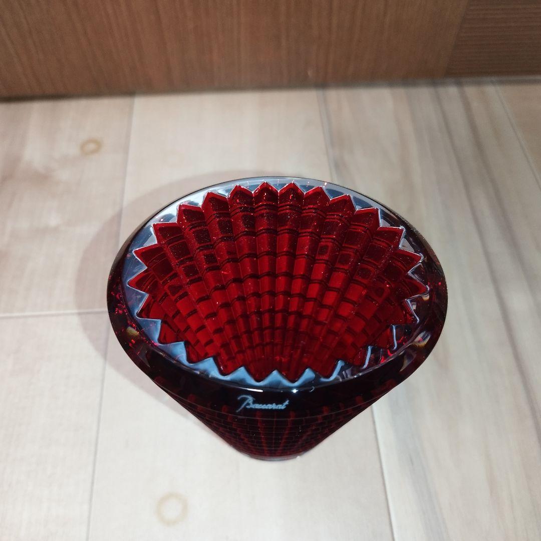 【美品】花瓶　Baccarat アイ ベース レッド S