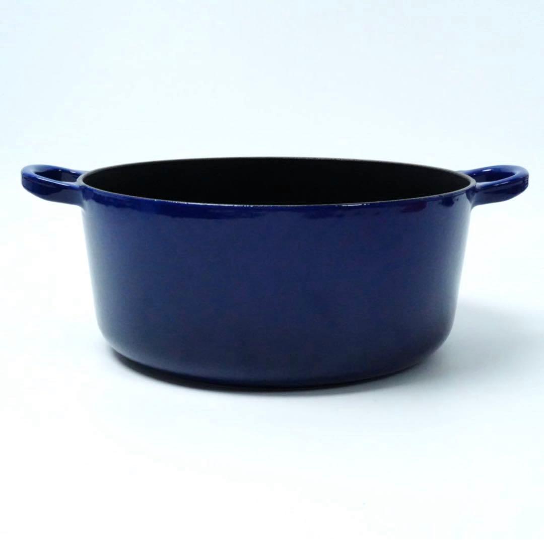 【美品】LE CREUSET　ココット ロンド インディゴブルー　24cm