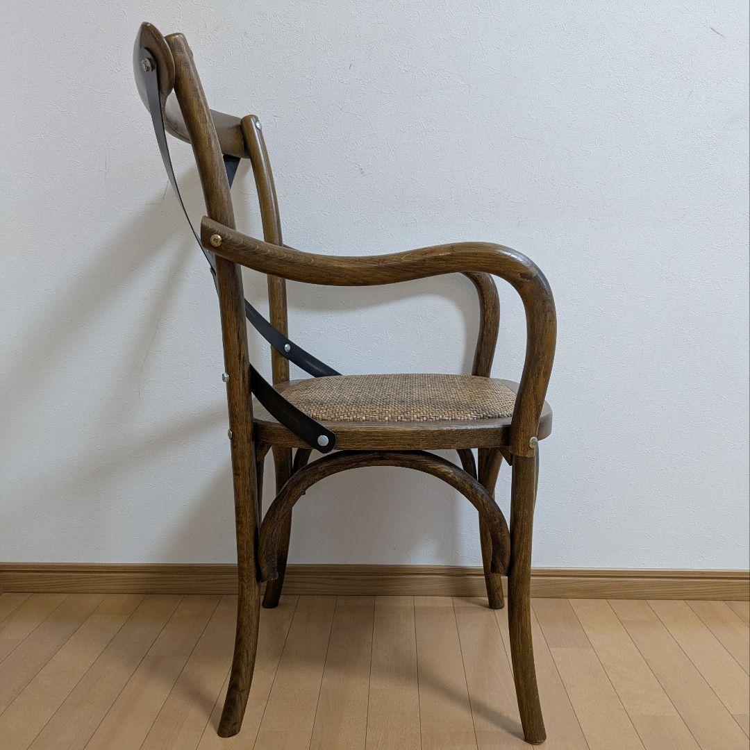 クロスバック ダイニングチェア アームチェア 椅子ダークブラウン籐 関家具③
