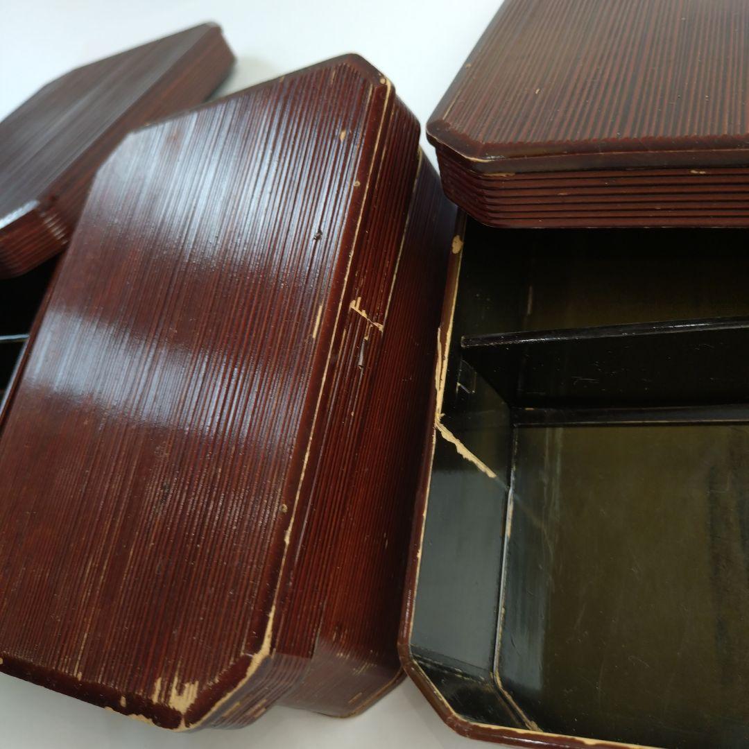 希少　アンティーク　おかもち　伝統的な木製　4段　弁当箱