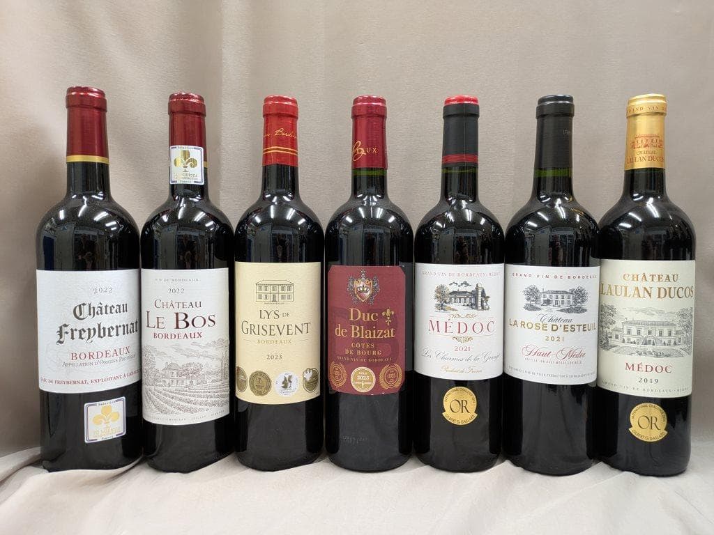 オーメドック1本,メドック2本含むボルドー金賞AO　赤 12本セット