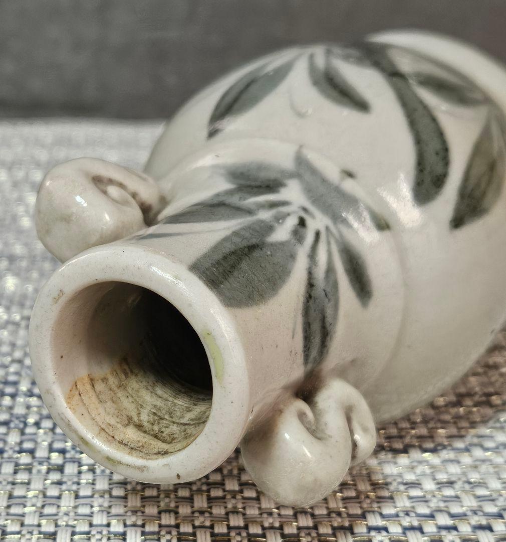 江戸時代中期頃　古伊万里　染付　葉文様 紅葉文様　双耳　花入れ　花生け　波佐見焼