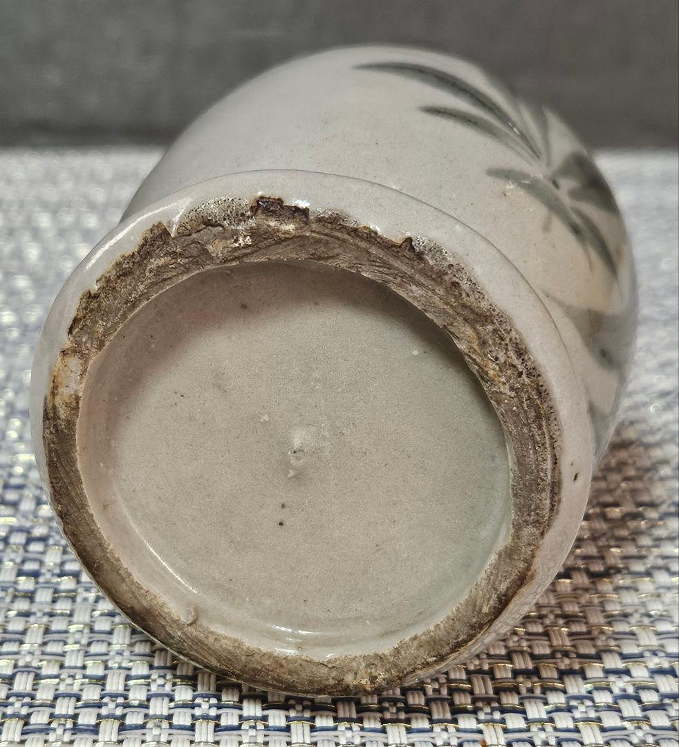 江戸時代中期頃　古伊万里　染付　葉文様 紅葉文様　双耳　花入れ　花生け　波佐見焼