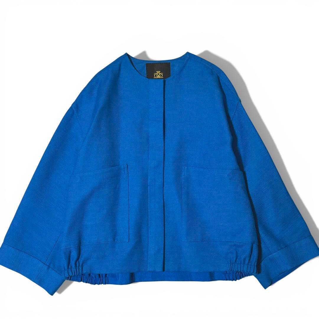 極美品✨️￥8.2　ドゥロワー　イタリア製生地　コットンスラブノーカラージャケット