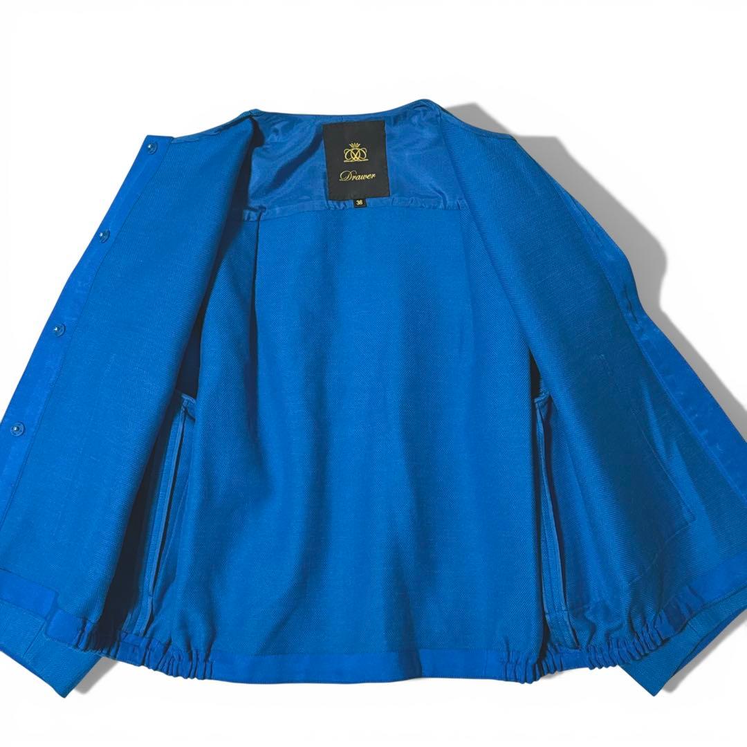 極美品✨️￥8.2　ドゥロワー　イタリア製生地　コットンスラブノーカラージャケット