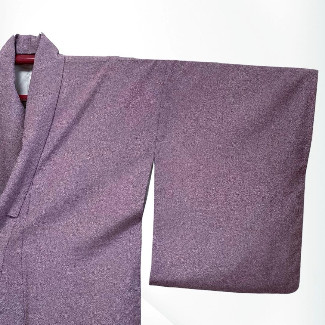 【良品✨】東レシルック　洗える着物　江戸小紋　三役　鮫小紋　古代紫色　袷　C4