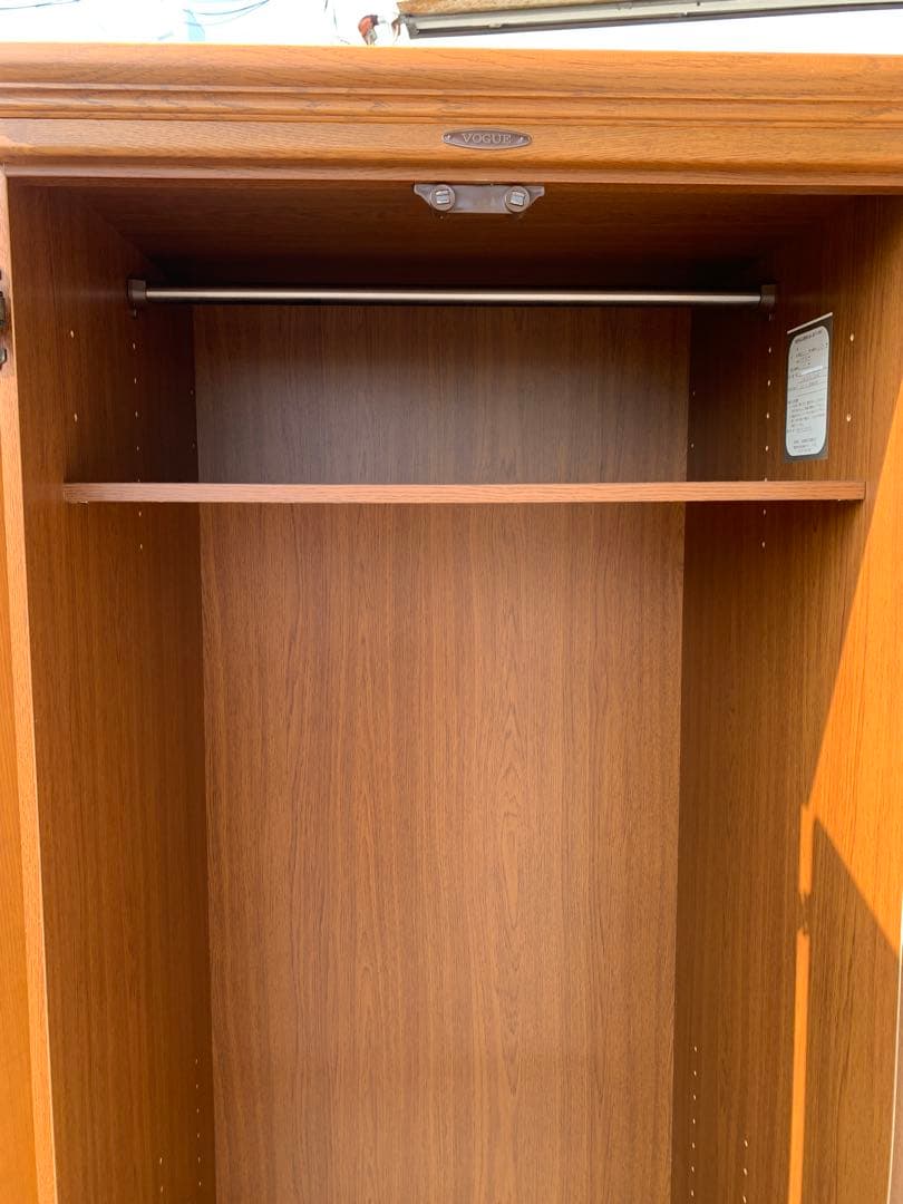 ナチュラルウッド　ワードローブ　鏡付き　(滋賀県内のみ)