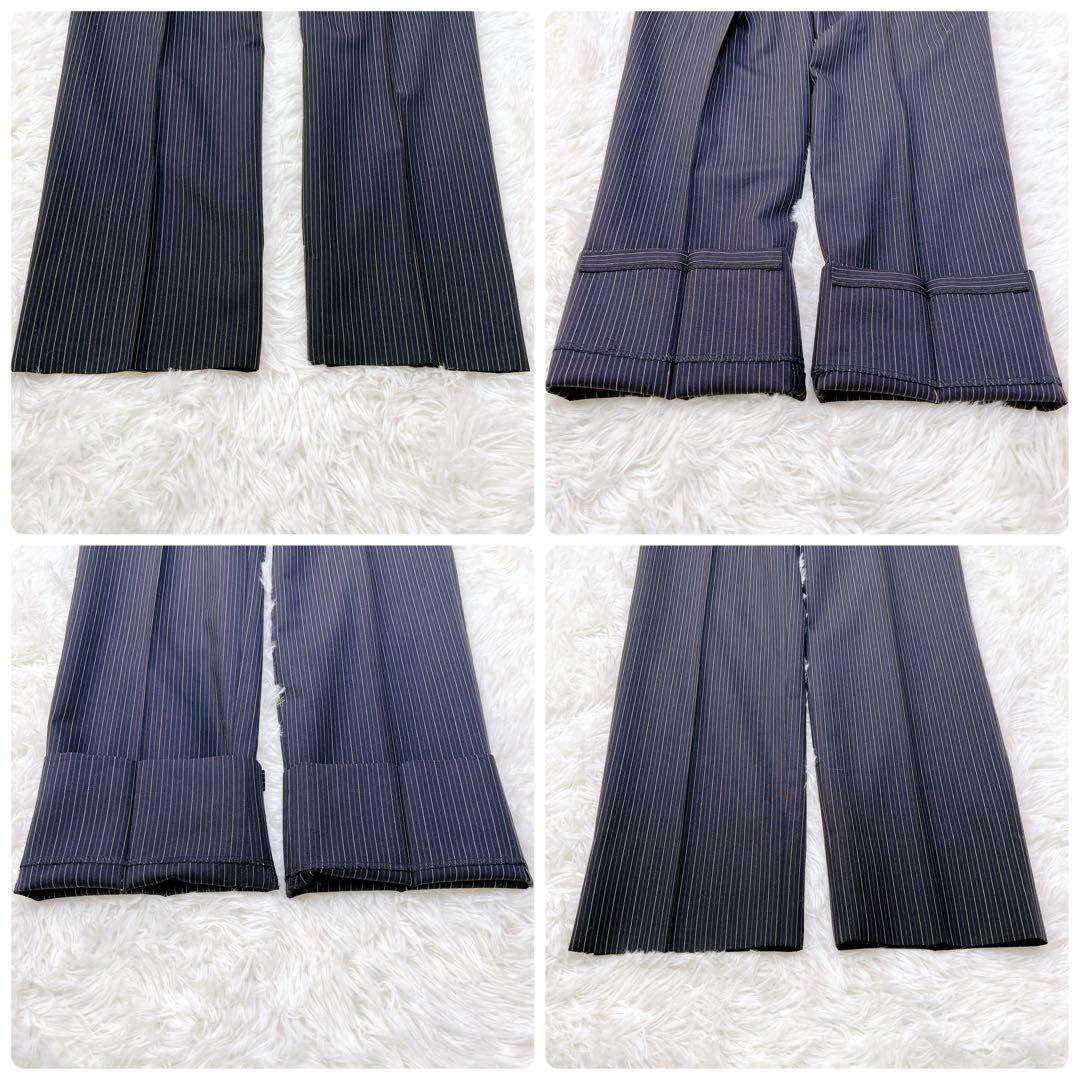 ✨希少✨ ポールスミス 花柄裏地 スーツ セットアップ 黒 紺 ストライプ L