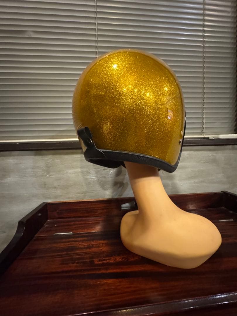 ビンテージ　ゴールドラメジェットヘルメットL