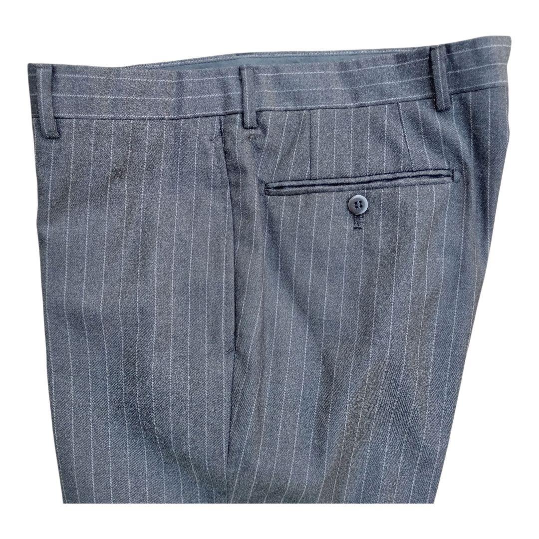 美品 ビームスF フランネルチョークストライプスーツ チャコールグレー 44