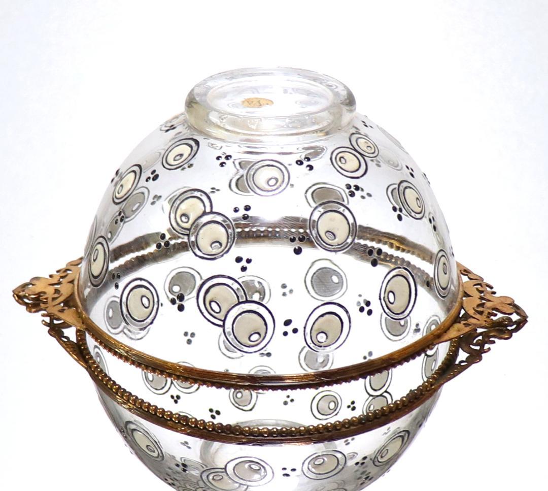 オールド・バカラ ジョルジュ・シュバリエ ブロンズ装飾エナメル彩木の実文 ボウル