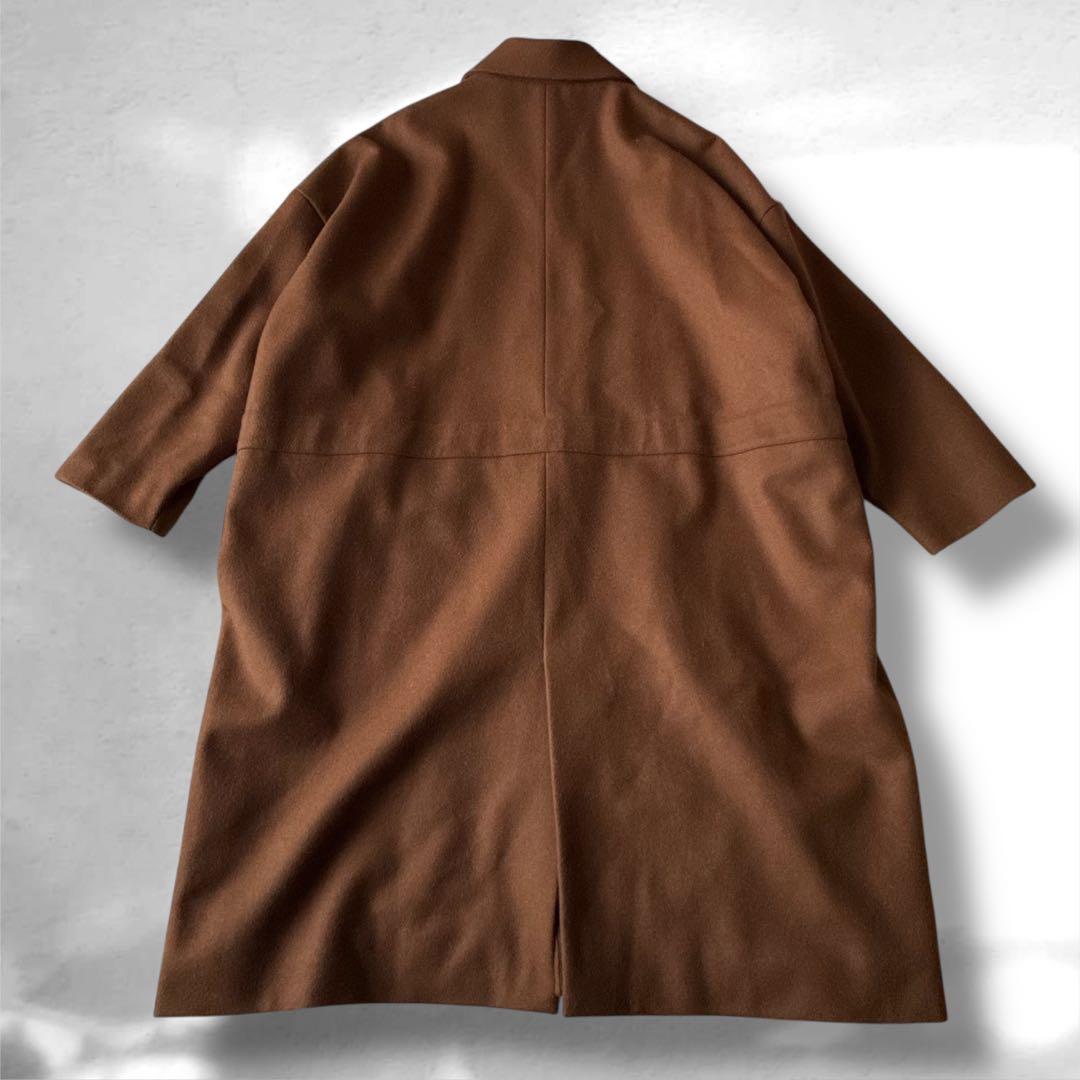 【未使用級】オローネ 6つボタンのバルーンコート　ウール　日本製　ブラウン