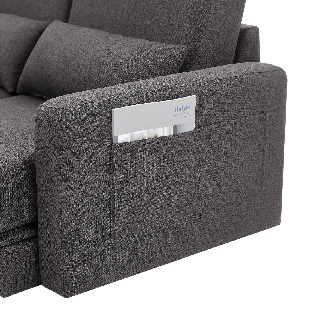 【新品】収納付き2人掛けソファ 木脚着脱可能 コンパクト